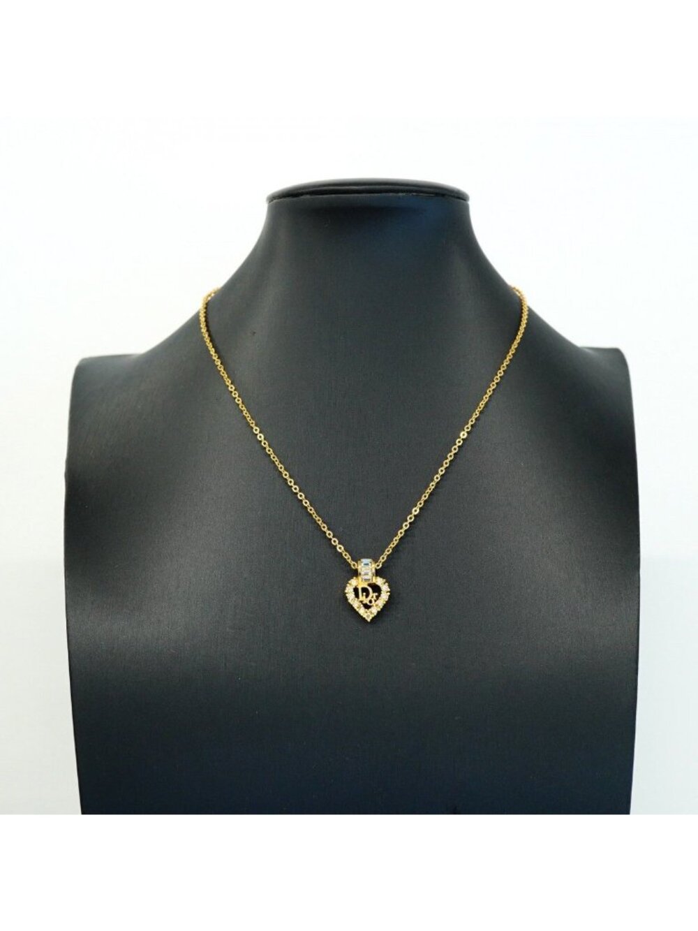 Dior Necklace Logo Gold Plated Line Stone - Picture 5 of 5